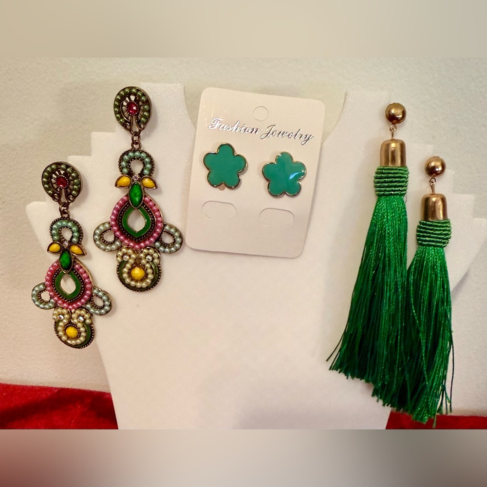 Colorful Statement Earrings Set 3 pairs